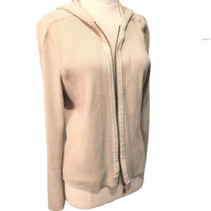 🤍✨ Tommy Hilfiger Beige Zipper Cardigan with Hood – Size L ✨🤍